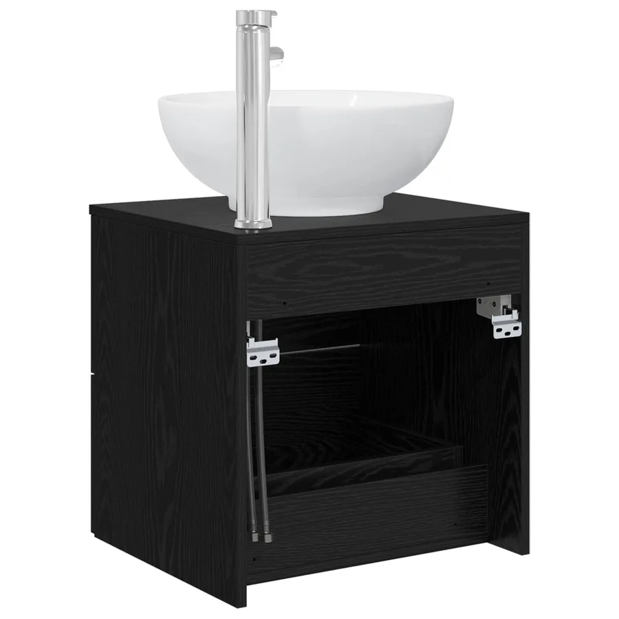 Vanité de lavabo mural Chêne noir 49,5 x 44,5 x 66,5 cm - 5