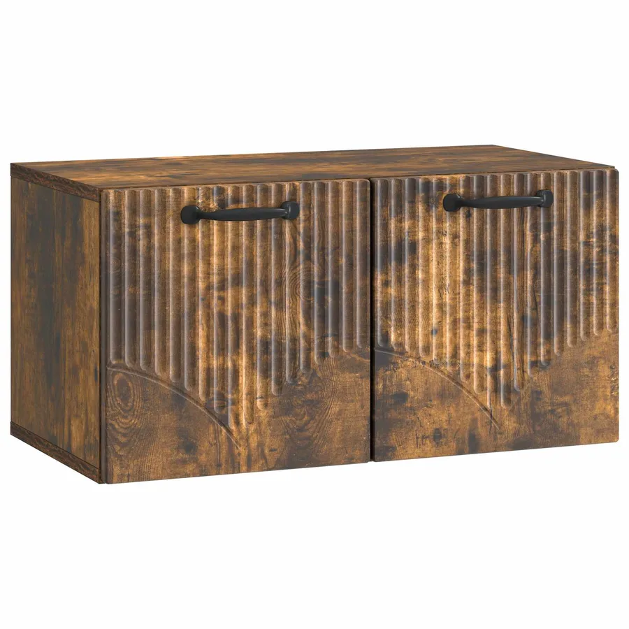 Meuble TV mural Chêne fumé 59,5 x 31 x 30 cm Bois d'ingénierie - 2