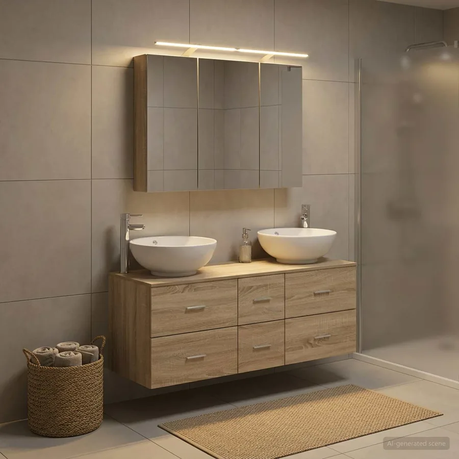Ensemble de mobilier de salle de bain 4 pcs Chêne Sonoma