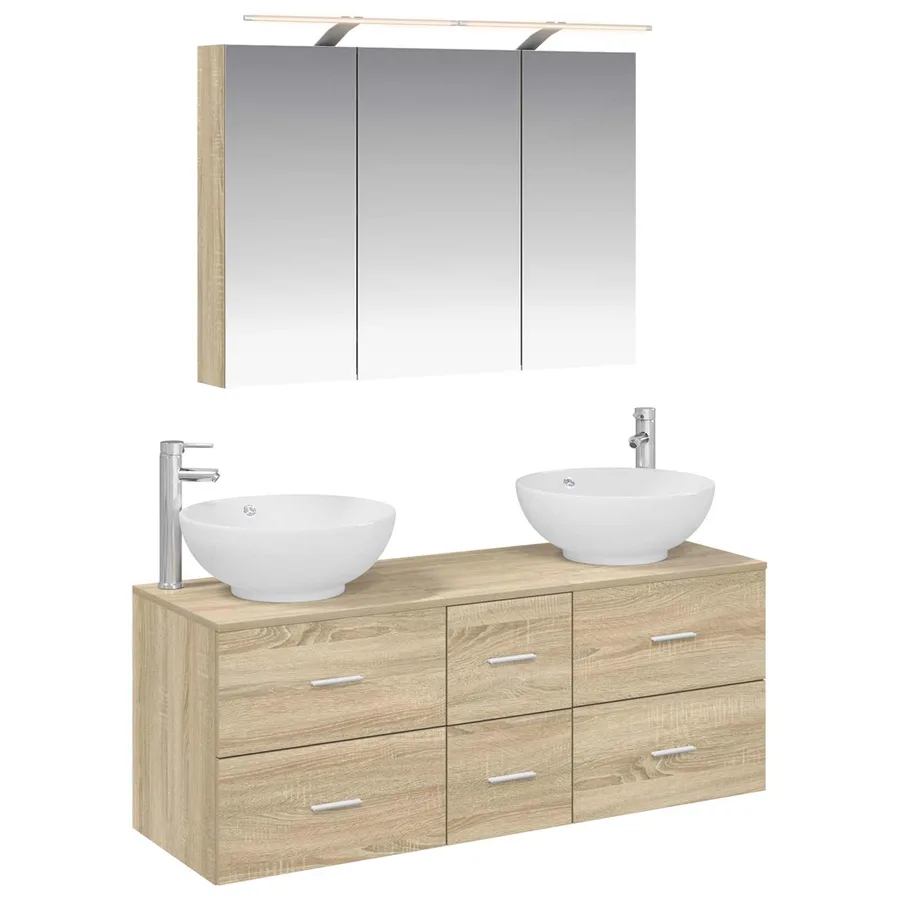 Ensemble de mobilier de salle de bain 4 pcs Chêne Sonoma - 2