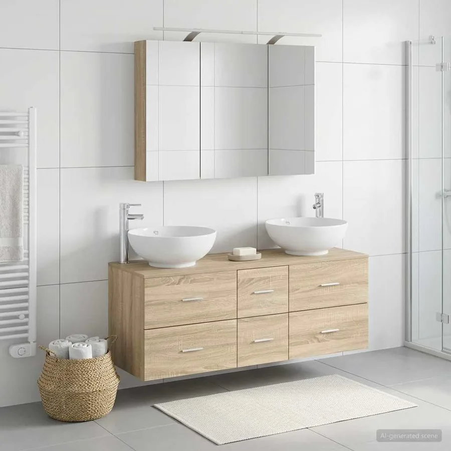 Ensemble de mobilier de salle de bain 4 pcs Chêne Sonoma - 4