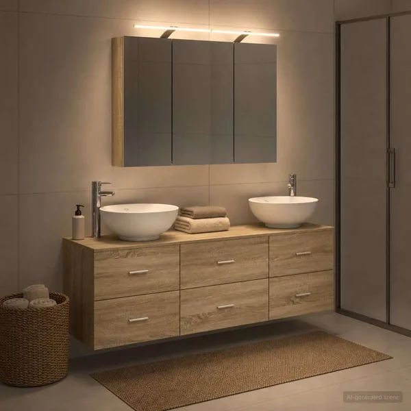 Ensemble de mobilier de salle de bain 4 pcs Chêne Sonoma