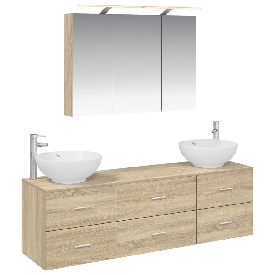 Ensemble de mobilier de salle de bain 4 pcs Chêne Sonoma - 2