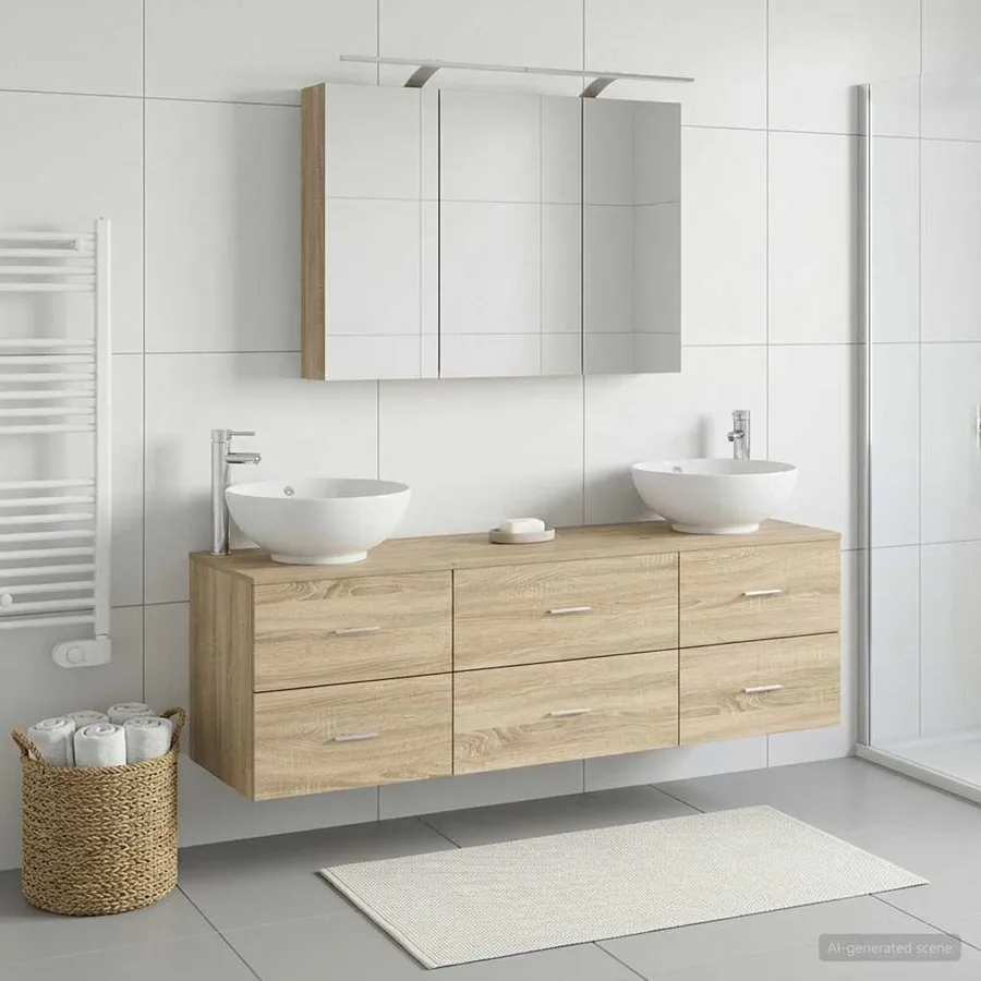 Ensemble de mobilier de salle de bain 4 pcs Chêne Sonoma - 4