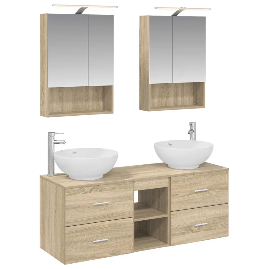 Ensemble de mobilier de salle de bain 5 pcs Chêne Sonoma - 2