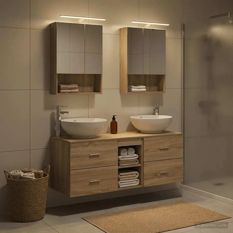 Ensemble de mobilier de salle de bain 5 pcs Chêne Sonoma - 4