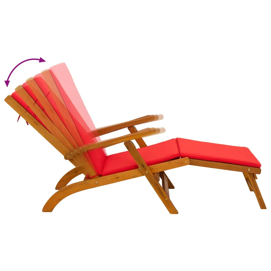 Chaise longue inclinable et pliable 2 pcs Rouge - 11