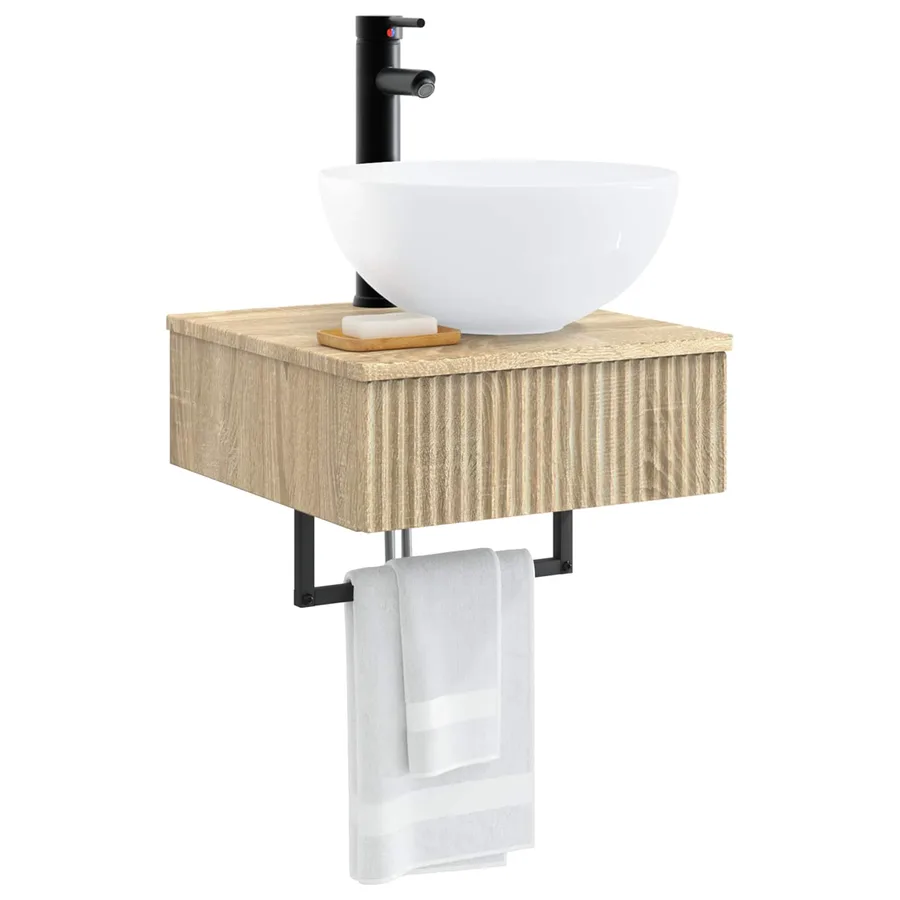 Basin de lavage mural Chêne Sonoma 40 x 41 x 40,5 cm - 3