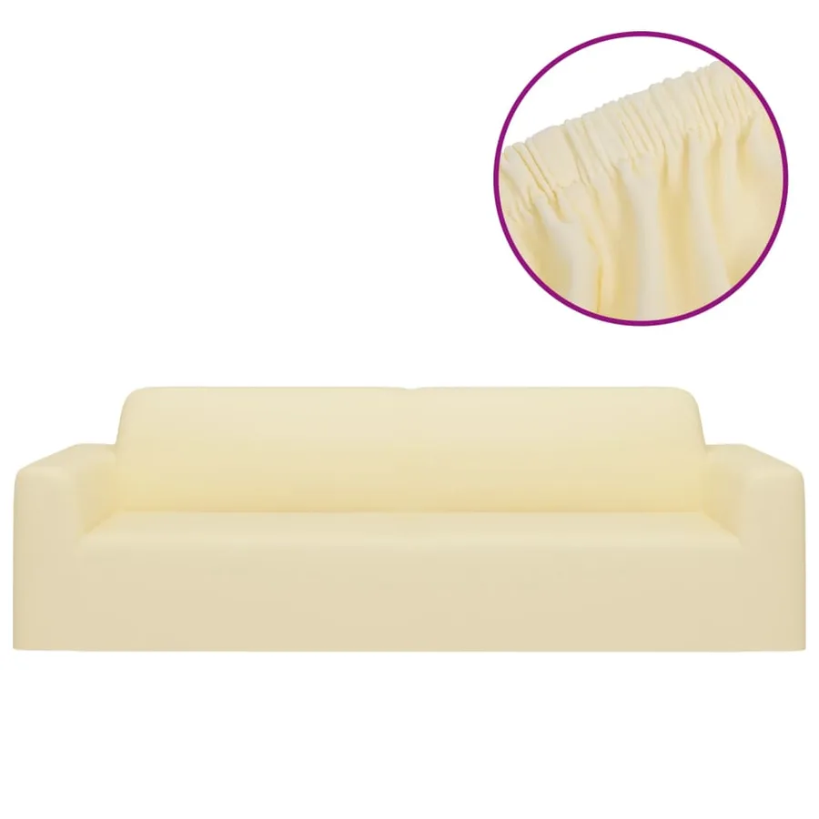 Housse extensible de canapé 3 places Crème Jersey de polyester - 2