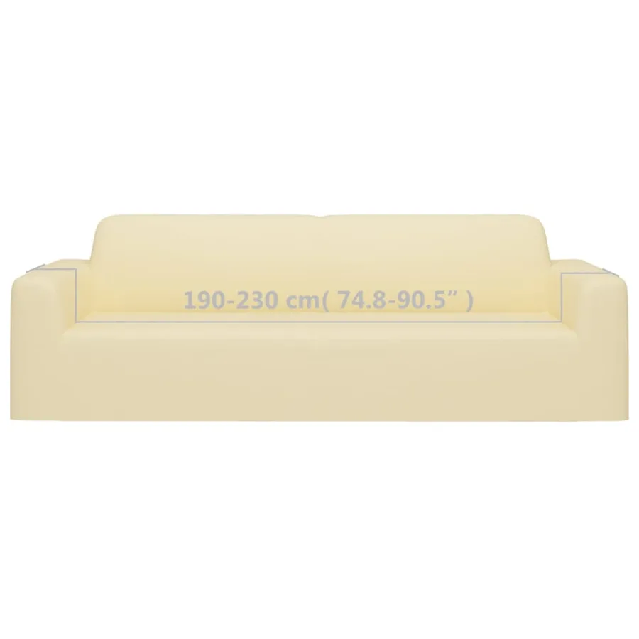 Housse extensible de canapé 3 places Crème Jersey de polyester - 6