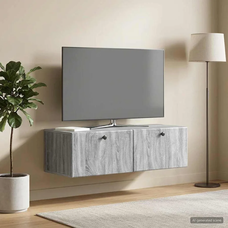 Meuble TV mural 98 x 41 x 30 cm Sonoma gris Bois d'ingénierie