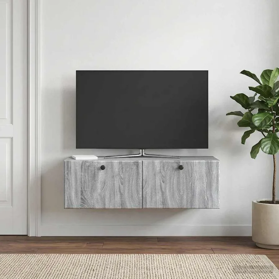 Meuble TV mural 98 x 41 x 30 cm Sonoma gris Bois d'ingénierie - 4