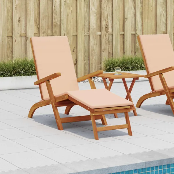 Chaise longue inclinable et pliable 2 pcs Beige