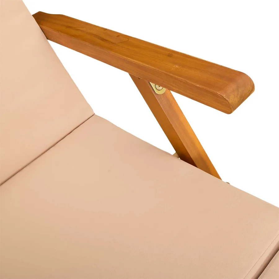 Chaise longue inclinable et pliable 2 pcs Beige - 9