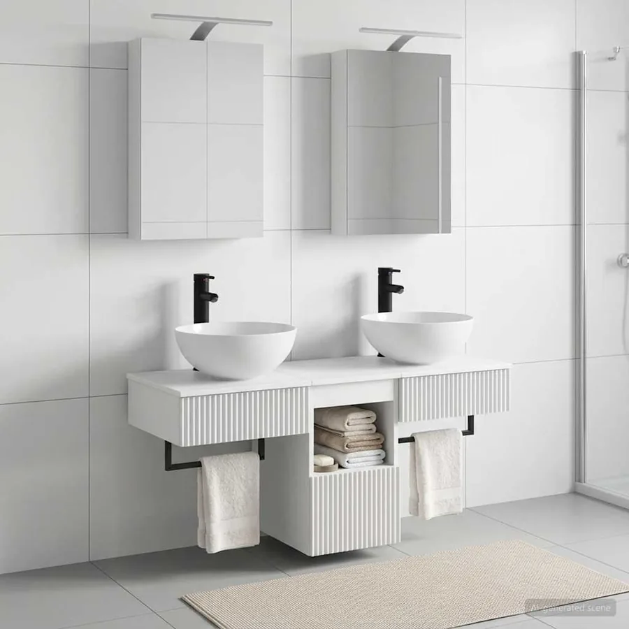 Ensemble d'armoire de salle de bain 5 pcs Blanc