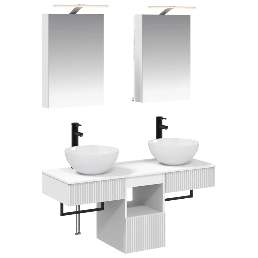 Ensemble d'armoire de salle de bain 5 pcs Blanc - 2