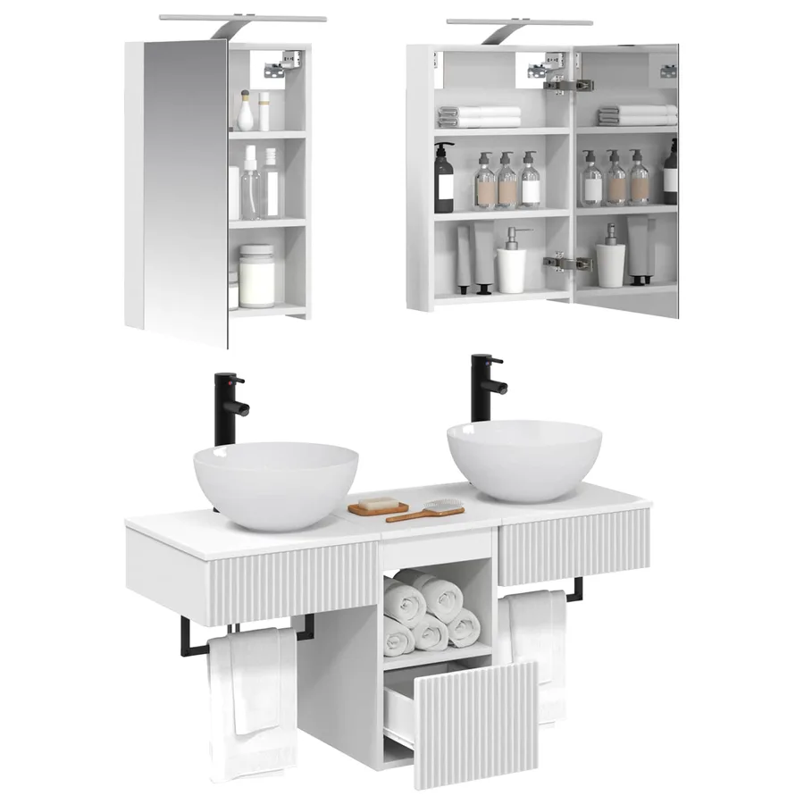 Ensemble d'armoire de salle de bain 5 pcs Blanc - 3