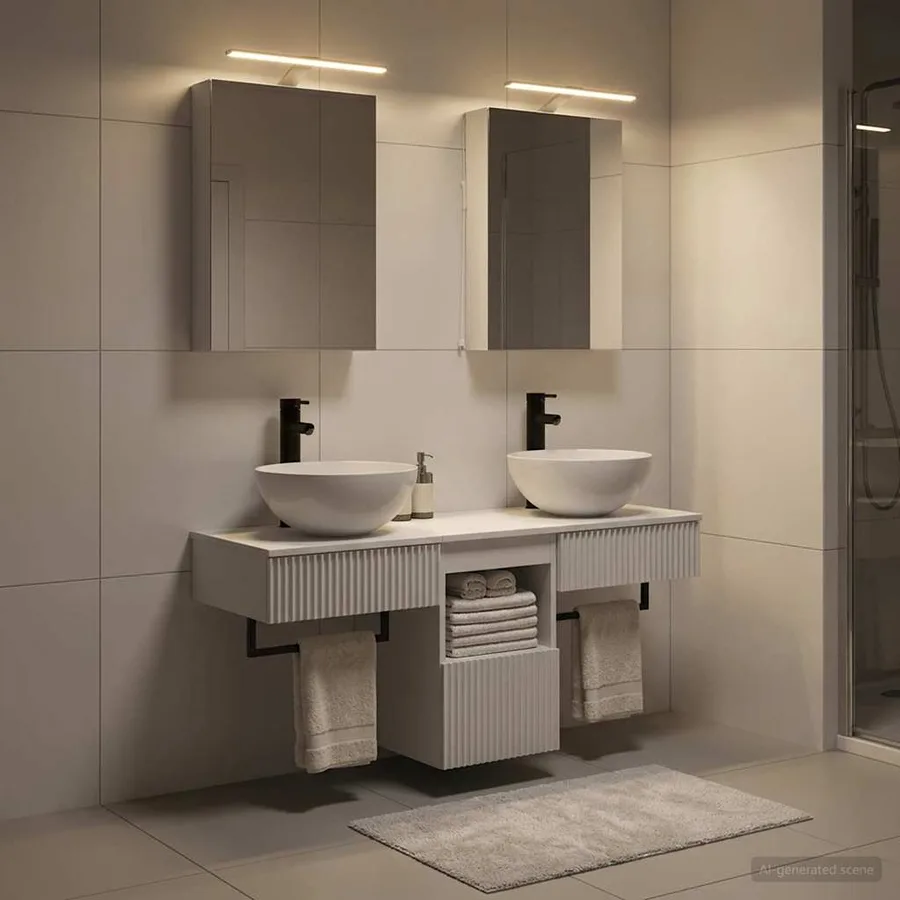 Ensemble d'armoire de salle de bain 5 pcs Blanc - 4
