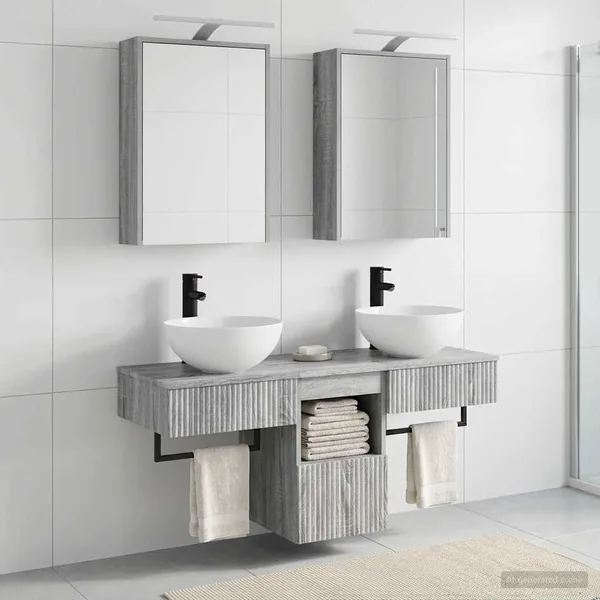 Ensemble d'armoire de salle de bain 5 pcs Sonoma gris