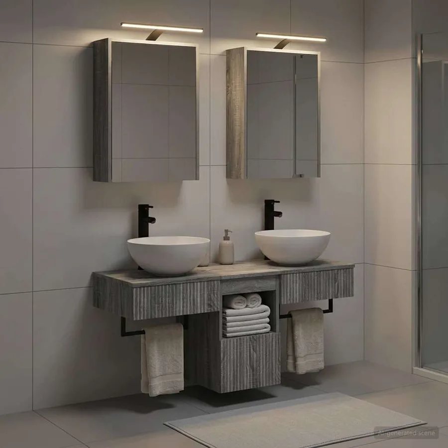 Ensemble d'armoire de salle de bain 5 pcs Sonoma gris - 4