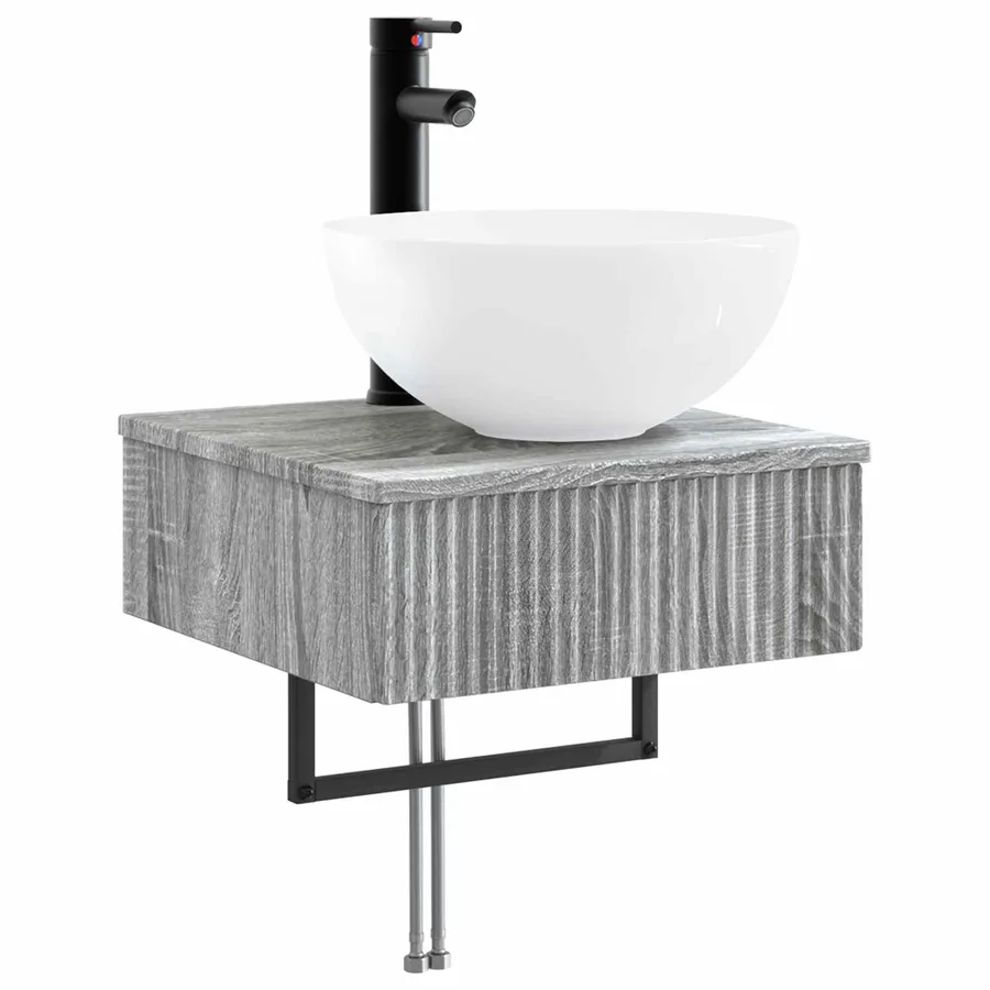 Ensemble d'armoire de salle de bain 5 pcs Sonoma gris - 5