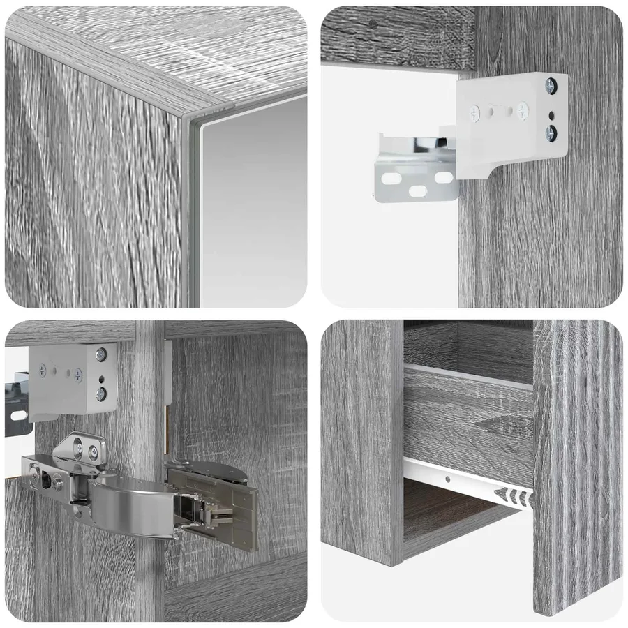 Ensemble d'armoire de salle de bain 5 pcs Sonoma gris - 9