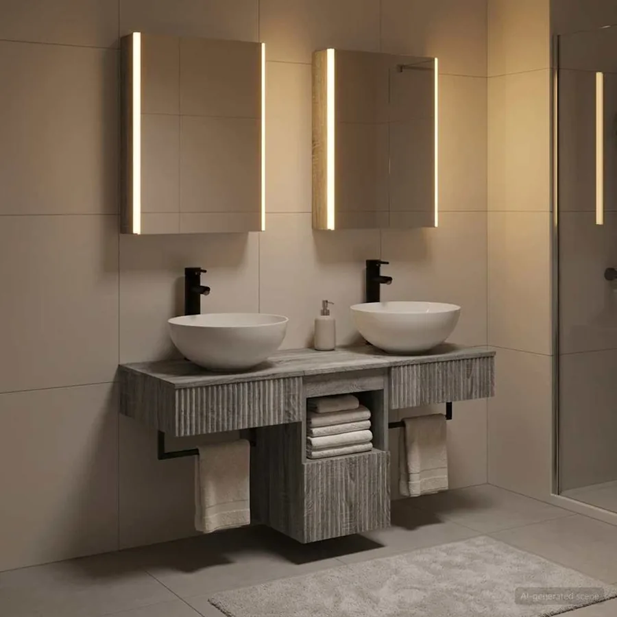 Ensemble d'armoire de salle de bain 5 pcs Sonoma gris