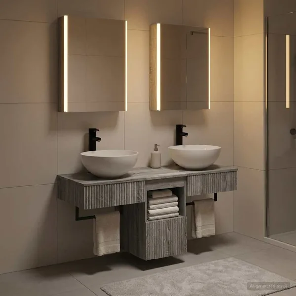 Ensemble d'armoire de salle de bain 5 pcs Sonoma gris