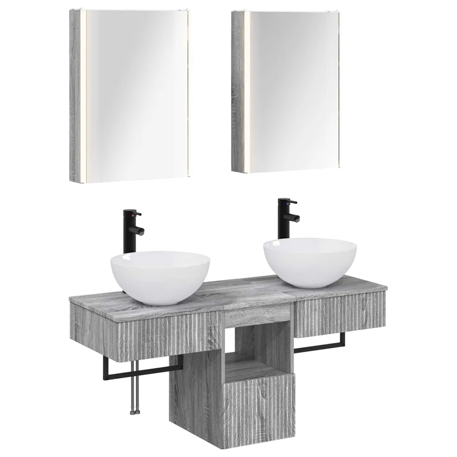 Ensemble d'armoire de salle de bain 5 pcs Sonoma gris - 2