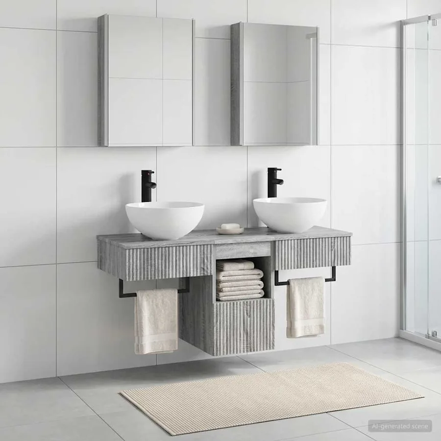 Ensemble d'armoire de salle de bain 5 pcs Sonoma gris - 4