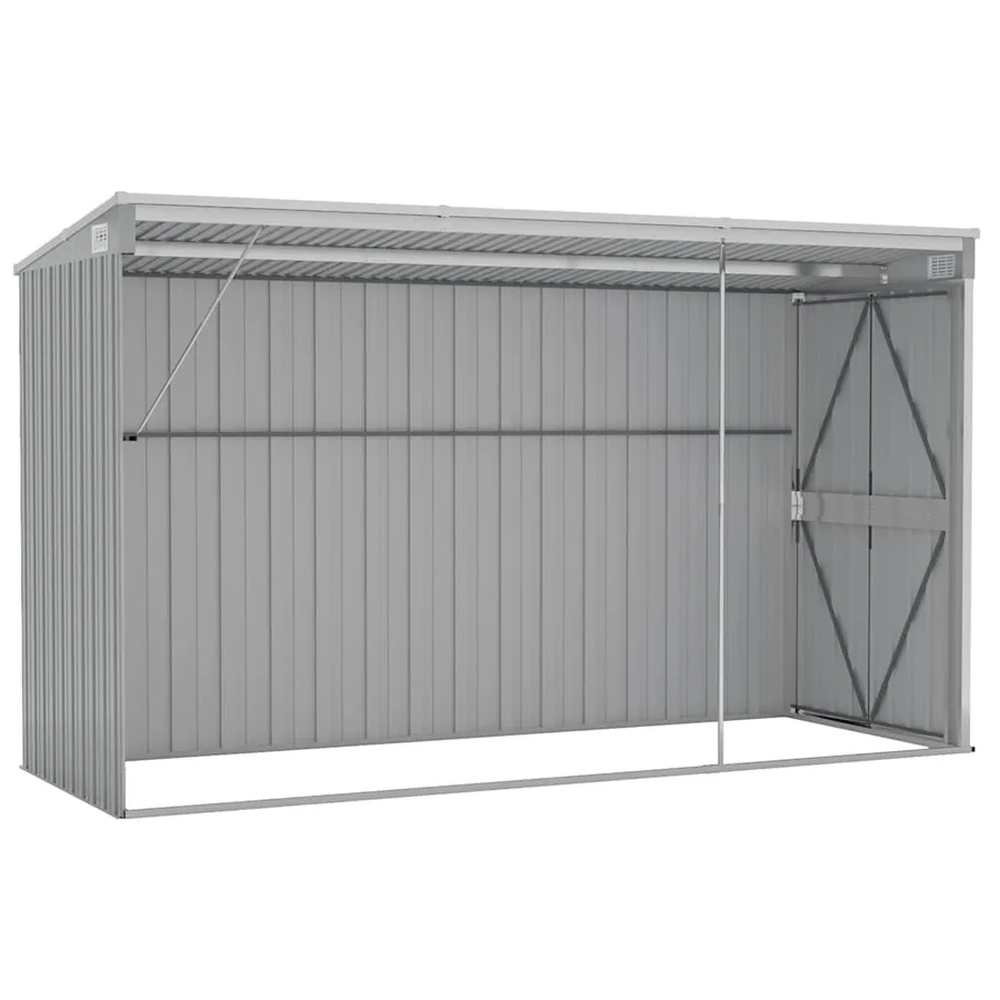 Abri de jardin mural Gris 118x288x178 cm Acier galvanisé - 6