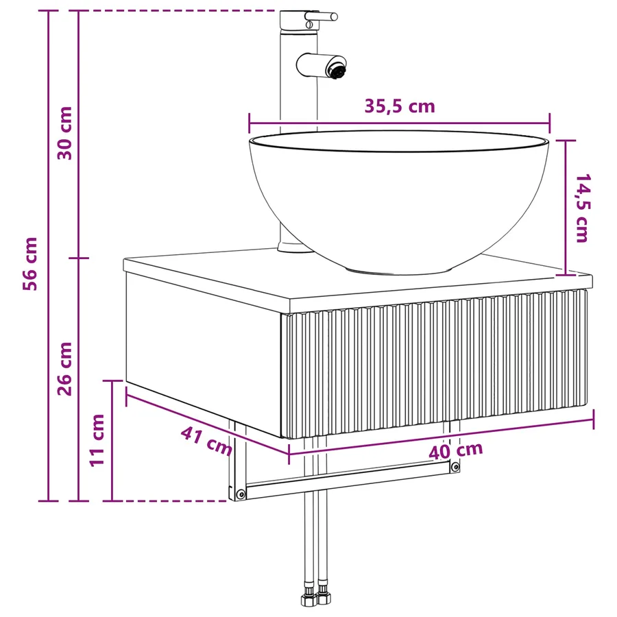 Basin de lavage mural Blanc brillant 40 x 41 x 40,5 cm - 10