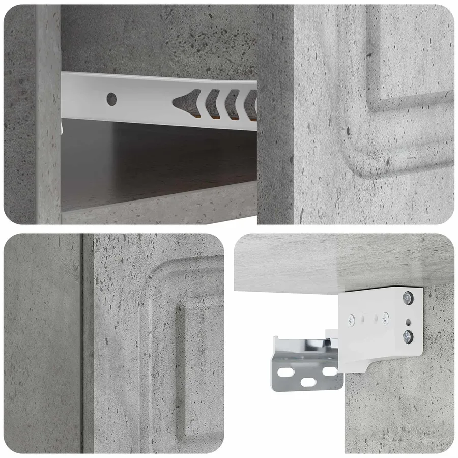 Cabinet de chevet mural 2 pcs Gris béton 49 x 34,5 x 20 cm - 10
