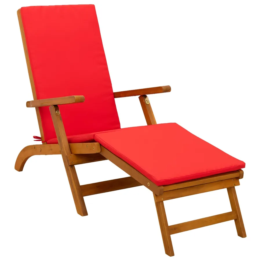 Chaise longue inclinable et pliable 3 pcs Rouge - 5