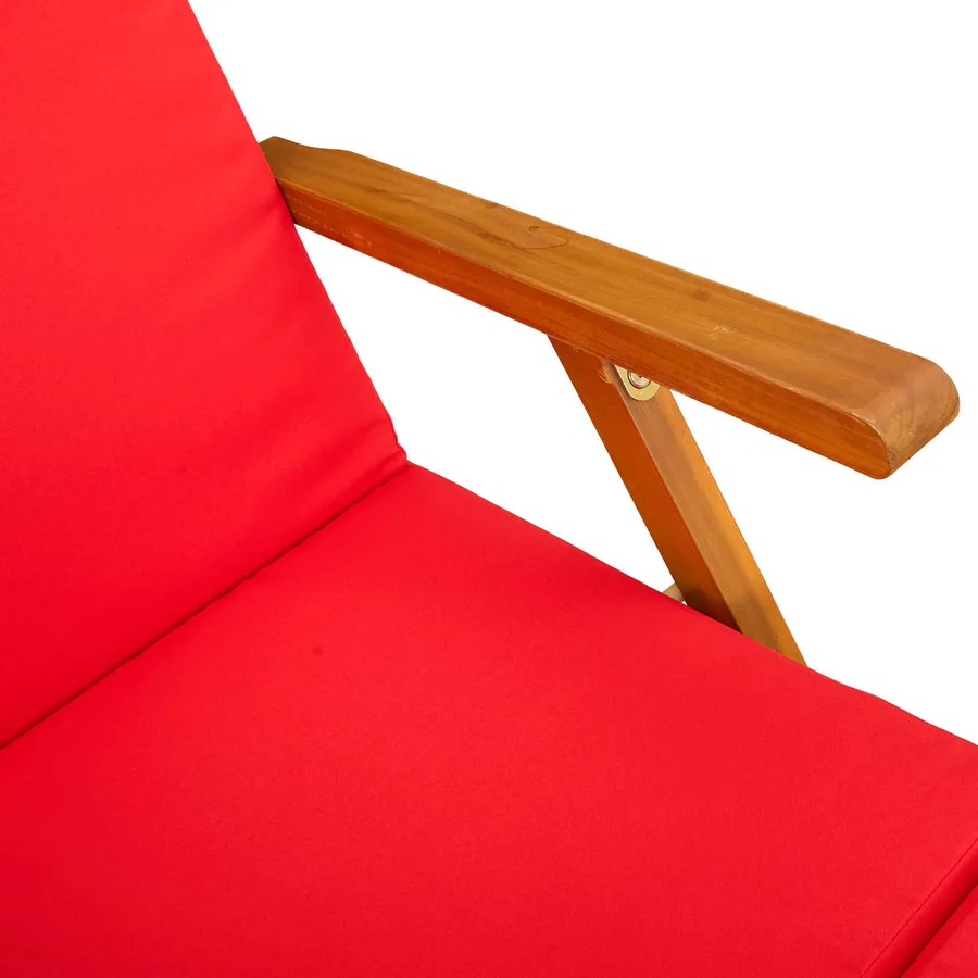 Chaise longue inclinable et pliable 3 pcs Rouge - 9