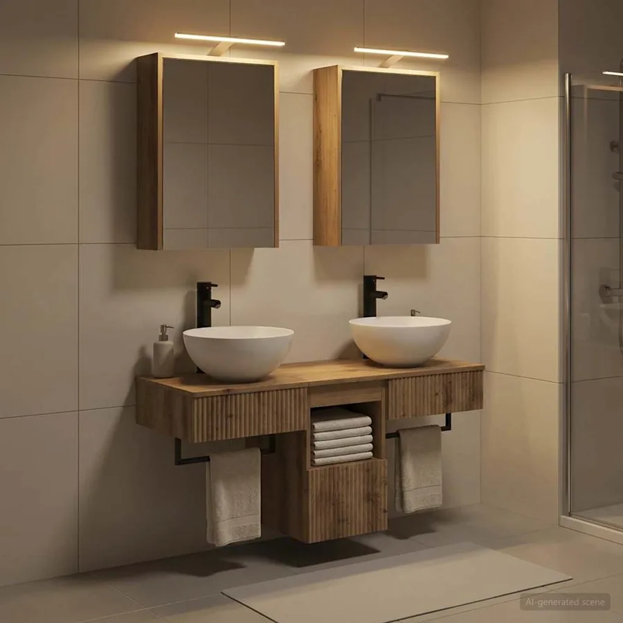 Ensemble d'armoire de salle de bain 5 pc Chêne artisanal