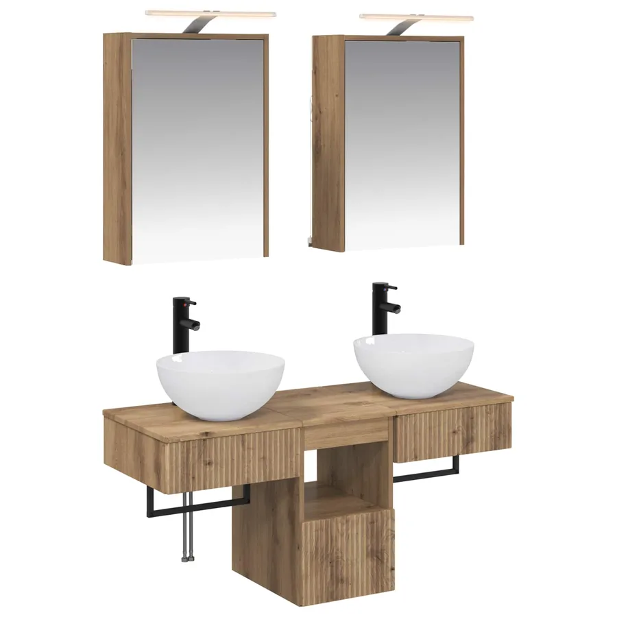 Ensemble d'armoire de salle de bain 5 pc Chêne artisanal - 2