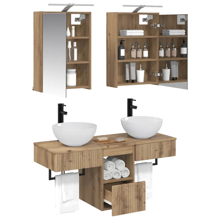 Ensemble d'armoire de salle de bain 5 pc Chêne artisanal - 3