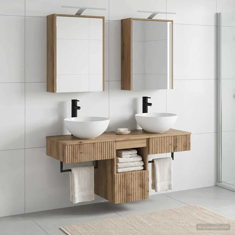 Ensemble d'armoire de salle de bain 5 pc Chêne artisanal - 4