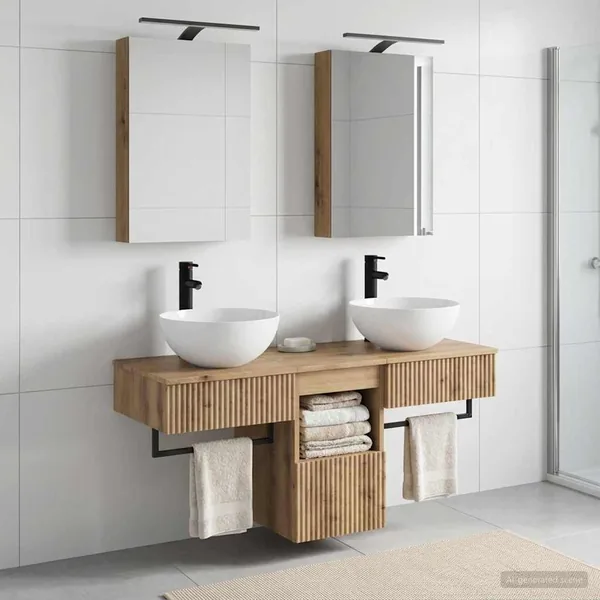 Ensemble d'armoire de salle de bain 5 pc Chêne artisanal