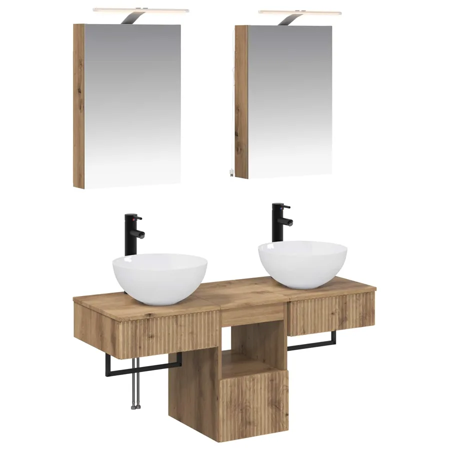 Ensemble d'armoire de salle de bain 5 pc Chêne artisanal - 2