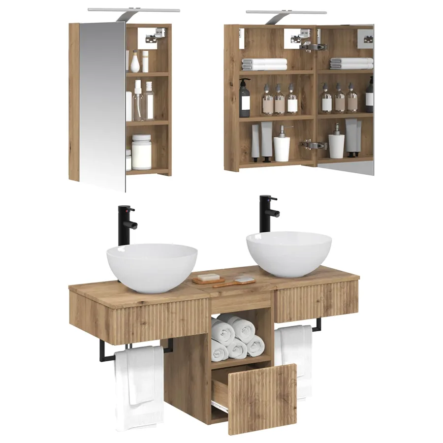 Ensemble d'armoire de salle de bain 5 pc Chêne artisanal - 3