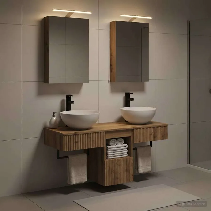 Ensemble d'armoire de salle de bain 5 pc Chêne artisanal - 4