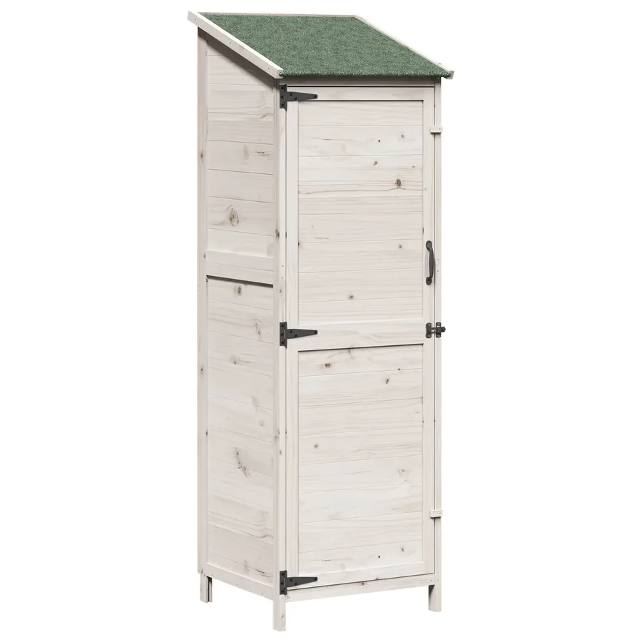 Abri de jardin Blanc 59,5 x 56 x 176,5 cm Bois de Sapin Massif - 2