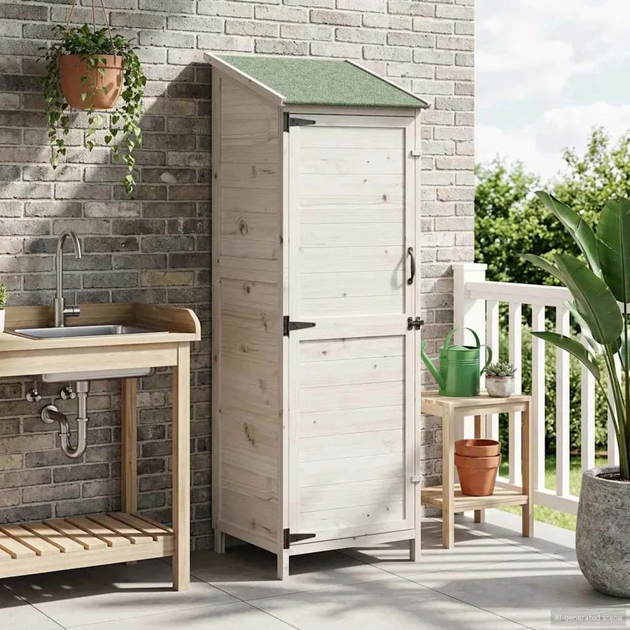 Abri de jardin Blanc 59,5 x 56 x 176,5 cm Bois de Sapin Massif - 3