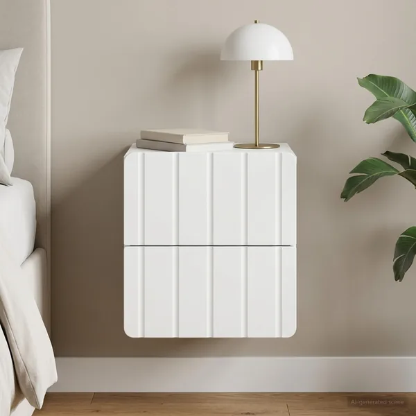 Cabinet de chevet mural avec tiroir Blanc 33 x 34,5 x 43 cm