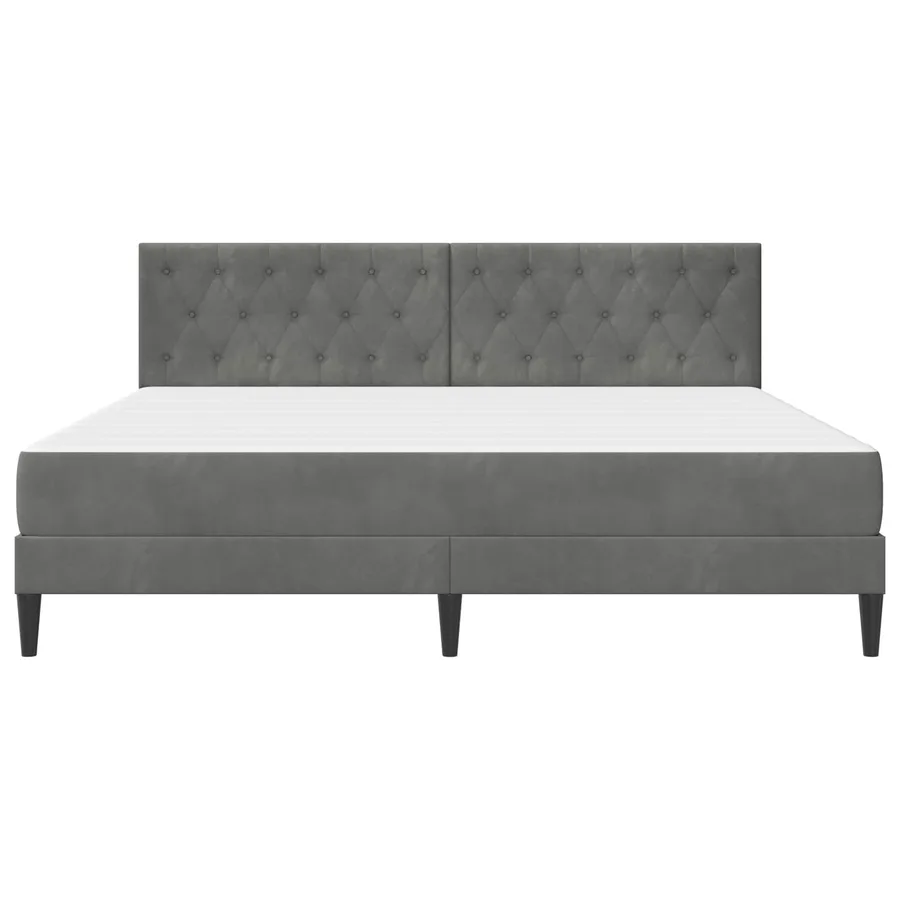 Cadre de lit avec matelas Gris foncé 200 x 200 cm Velours - 6