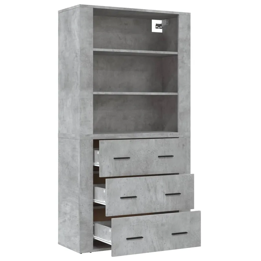 Buffet haut Gris béton Bois d'ingénierie - 6