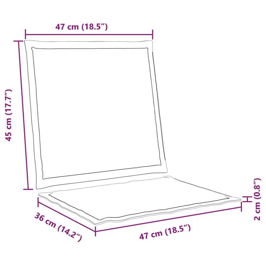 Coussins de siège et de dos 2 pcs Gris clair 47 x 45 x 2 cm - 8