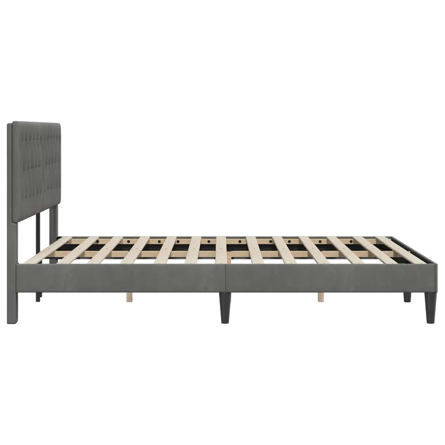 Cadre de lit avec tête de lit Gris foncé 140 x 190 cm Velours - 5